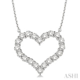 1 Ctw Round Cut Diamond Heart Necklace in 14K White Gold