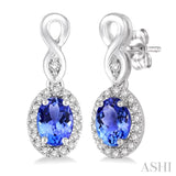 Oval Shape Gemstone & Diamond Earrings