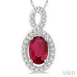 Oval Shape Gemstone & Diamond Pendant