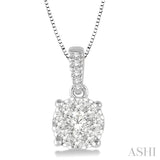3/8 Ctw Round Shape Diamond Lovebright Pendant in 14K White Gold with Chain