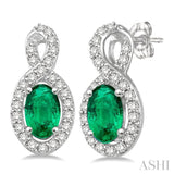 Oval Shape Gemstone & Diamond Earrings