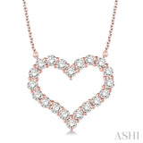 3/4 Ctw Round Cut Diamond Heart Necklace in 14K Rose Gold