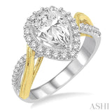3/8 Ctw Round Cut Diamond Semi-Mount Engagement Ring in 14K White and Yellow Gold