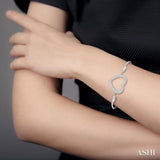 Silver Heart Shape Diamond Lariat Bracelet