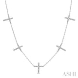 1/6 Ctw Five Cross Charm Necklace in 10K White Gold