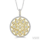 1/4 Ctw Lattice Floral Splendor Diamond Fashion Pendant in 10K Yellow Gold with chain