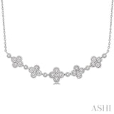 1/6 Ctw Floral Accent Round Cut Diamond Fashion Necklace in 10K White Gold
