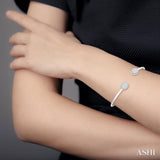 Stackable Oval Shape Lovebright Essential Diamond Open Cuff Bangle