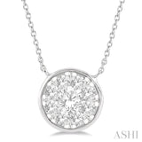 1/2 Ctw Round Shape Lovebright Diamond Necklace in 14K White Gold