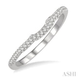 1/10 Ctw Curved Round Cut Diamond Wedding Band in 14K White Gold