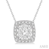 1/2 Ctw Cushion Shape Lovebright Round Cut Diamond Pendant in 14K White Gold