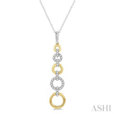 1/4 ctw Round Cut Diamond Two Tone Ringlet Link Pendant With Chain in 14K White and Yellow Gold