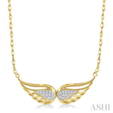 1/20 Ctw Angel Wing Round Cut Diamond Necklace in 10K Yellow Gold