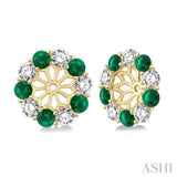 2.65 MM Round Cut Emerald and 3/4 Ctw Round Cut Diamond Earring Jacket in 14K Yellow Gold