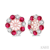 2.30 MM Round Cut Ruby and 1/2 Ctw Round Cut Diamond Earring Jacket in 14K Rose Gold