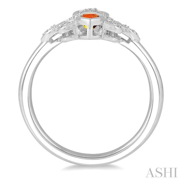 Silver Fleur De Lis Gemstone & Diamond Ring