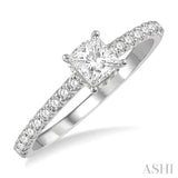 1/5 Ctw Princess Shape Round Cut Diamond Semi Mount Engagement Ring in 14K White Gold