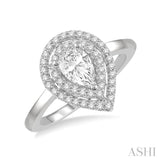 1/5 Ctw Twin Halo Round Cut Diamond Semi Mount Engagement Ring in 14K White Gold