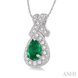 Pear Shape Gemstone & Diamond Pendant