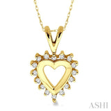 1/10 Ctw Single Cut Diamond Heart Pendant in 10K Yellow Gold with Chain