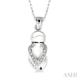 1/20 Ctw Single Cut Diamond Flip Flop Pendant in 14K White Gold with Chain