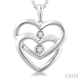 Silver Twin Heart Shape Diamond Fashion Pendant