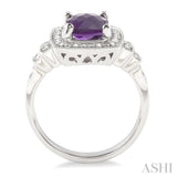 Silver Gemstone & Diamond Ring