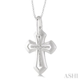 1/20 Ctw Single Cut Diamond Cross Pendant in Sterling Silver with Chain