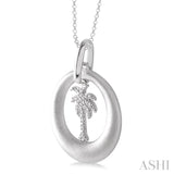 Silver Palm Tree Diamond Fashion Pendant