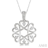 1/10 Ctw Infinity Heart Round Cut Diamond Pendant With Chain in 10K White Gold