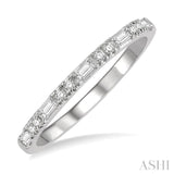 1/6 Ctw Baguette and Round Cut Diamond Stack Band in 14K White Gold