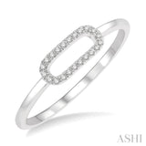 1/20 Ctw Paper Clip Link Round Cut Diamond Fashion Ring in 10K White Gold