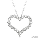 3 ctw Heart Shape Round Cut Diamond Pendant With Chain in 14K White Gold