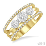 1/2 Ctw Lovebright Round Cut Diamond Ladies Ring in 14K Yellow and White Gold