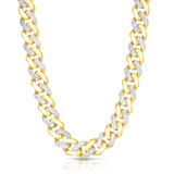 14K Gold 11.5Mm Alternating White Pave Lite Miami Cuban