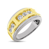 Diamond 1/4 Ct.Tw. Mens Wedding Band in 10K White Gold with Yellow Gold Accent
