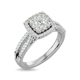 Diamond 3/4 ct tw Halo Engagement Ring in 14K White Gold