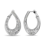 Diamond 1 Ct.Tw. Round and Baguette Hoop Earrings in 14K White Gold