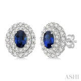 Oval Shape Gemstone & Diamond Earrings