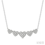 1/4 Ctw 5-Heart Round Cut Diamond Necklace in 10K White Gold