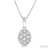 1/3 Ctw Oval Shape Round Cut Diamond Cluster Pendant With Chain in 14K White Gold