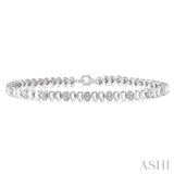 1/6 Ctw Puffed Heart Plain and Round Cut Diamond Fashion Bracelet in Sterling Silver