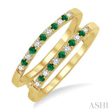 1/6 ctw Round Cut Diamond and 1.45MM Emerald Insert Ring in 14K Yellow Gold