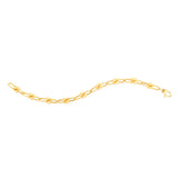 14K Gold 7.5inch Yellow Finish Polished Beaded Paperclip Bracelet with Casted Lobster Clasp
