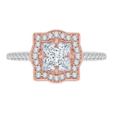 14 Kt White & Rose Gold Carizza Bridal Engagement Ring