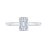 14K White Gold Emerald Cut Diamond Solitaire Engagement Ring (Semi-Mount)