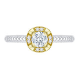 14 Kt White & Yellow Gold Carizza Boutique Bridal Engagement Ring