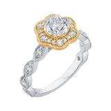 14 Kt White & Yellow Gold Carizza Boutique Bridal Engagement Ring
