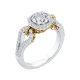 14 Kt White & Yellow Gold Carizza Bridal Engagement Ring
