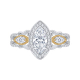 14 Kt White & Yellow Gold Carizza Boutique Bridal Engagement Ring